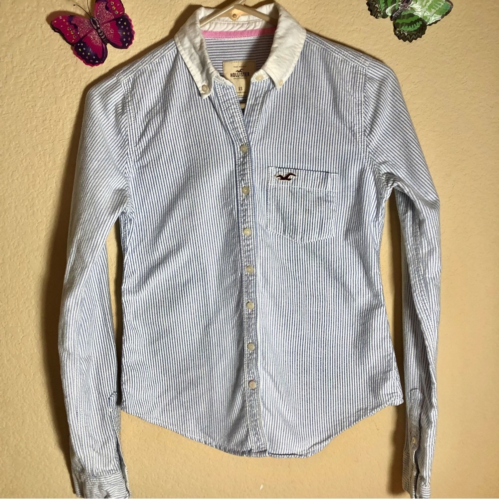 Hollister Button Down Long Sleeve Shirt, XS, EUC, pet/smoke free home - Picture 1 of 9